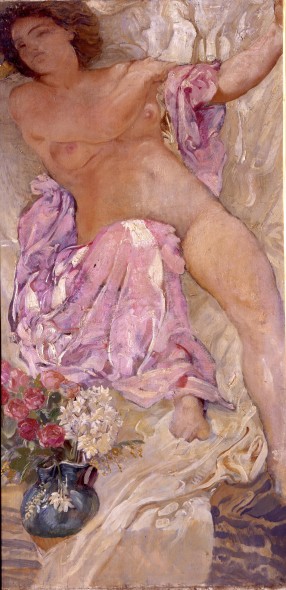 Adolfo De Carolis, Donna con fiori (Nudo di donna con rose), (1910)