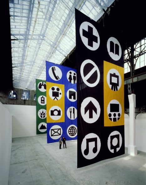 Matt Mullican Installation view, Le Magasin, Grenoble, 1990 Courtesy the artist, Mai 36 Galerie, Zurich and Massimo De Carlo, Milan/London (Photo: Georg Resteiger, Geneva)