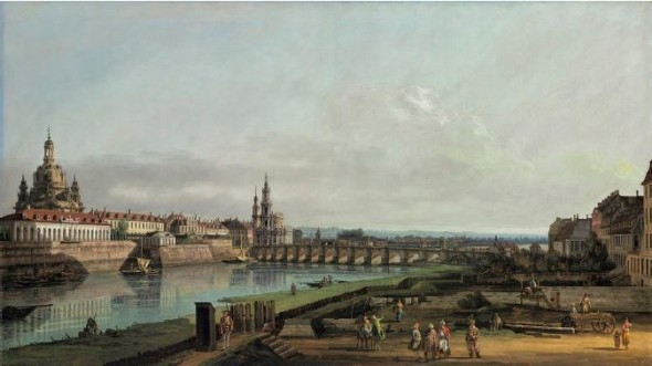 BERNARDO BELLOTTO (VENICE 1721-1780 WARSAW) DRESDEN FROM THE RIGHT BANK OF THE ELBE ABOVE THE AUGUSTUS BRIDGE