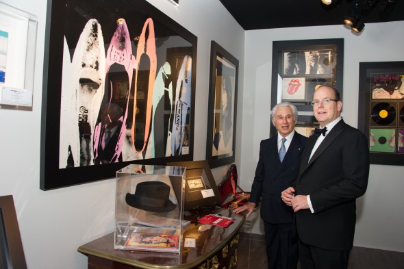 Il Principe Alberto di Monaco con Alberto Ribolzi a Point Art Monaco 2014
