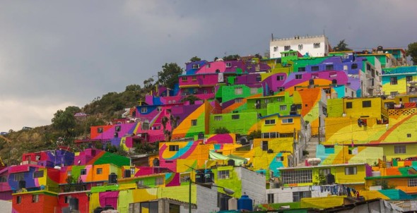 Foto: El MacroMural Barrio de Palmitas - Pachuca. Etapa de Color Finalizada y aun falta mas. Germen Nuevo Muralismo Mexicano