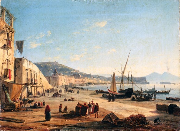 Anton Sminck van Pitloo, Napoli dalla spiaggia di Mergellina, 1829, olio su tela, cm 48x35