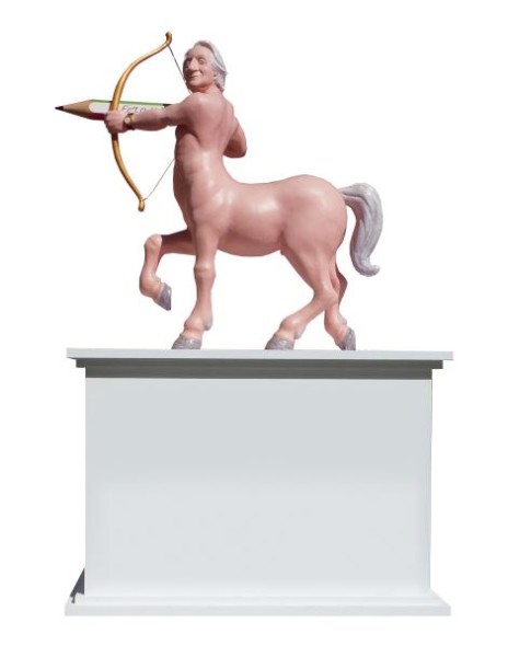 Statua equestre di Giorgio Forattini, polistirolo e resina a colori (cm..) con piedistallo Stima:  € 500/ € 600 In asta da Il Ponte a Milano il 2 dicembre 2015