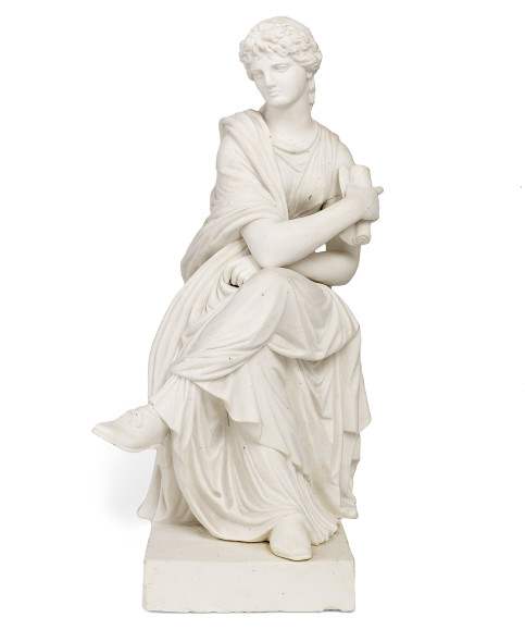 Lotto 577 Figura in biscuit, probabilmente manifattura di Napoli, circa 1800, raffigurante una “Musa”  Stima € 400 – 800 