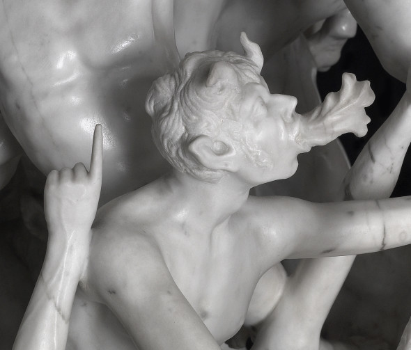 Agostino Fasolato (Padova 1714 - post1787) La caduta degli angeli ribelli, 1750 ca marmo di Carrara, 168 x 80 x 81 cm (particolare)