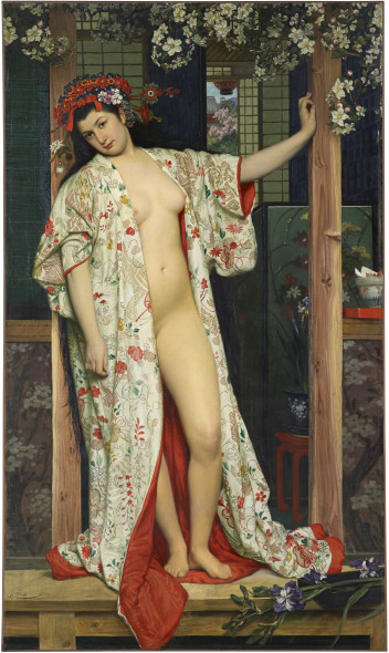 James Tissot La giapponese al bagno 1864 Olio su tela, 208,92x124,46 cm Digione, Musée des Beaux-Arts © Musée des Beaux-Arts de Dijon