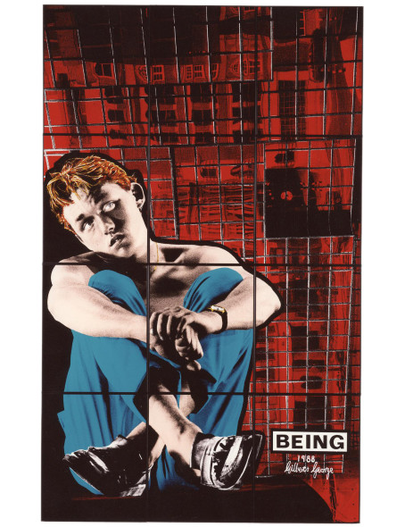  Gilbert & George, Being, 1988, Ecoline su stampa fotografica, 242 x 152 x 1,5 cm. 