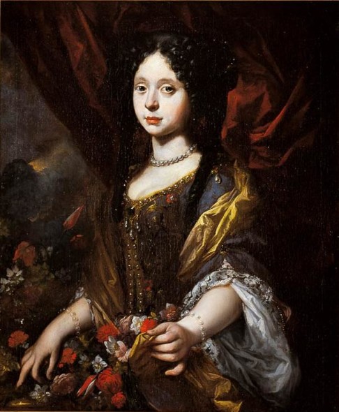 Ritratto di Anna Maria Luisa con i Fiori, opera di Antonio Franchi, c. 1682–1683.