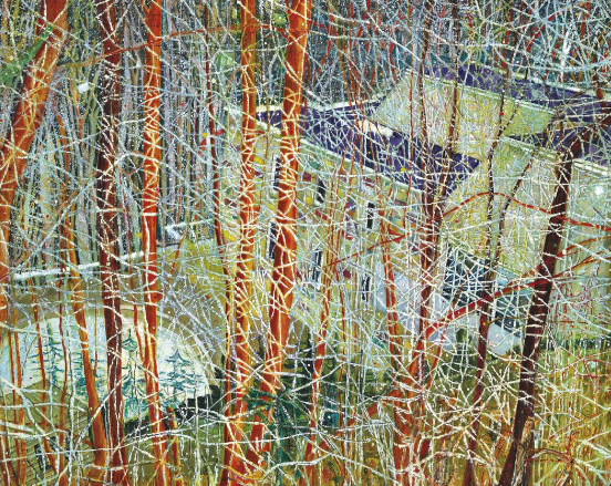 Peter Doig (b. 1959) The Architect's Home in the Ravine  signed, titled and dated '"THE ARCHITECTS HOME IN THE RAVINE" PETER DOIG 1991' (on the reverse) oil on canvas 78 7/8 x 98¾in. (200 x 250cm.) Painted in 1991 Estimate (Set Currency) £10,000,000 – £15,000,000 ($14,510,000 - $21,765,000)