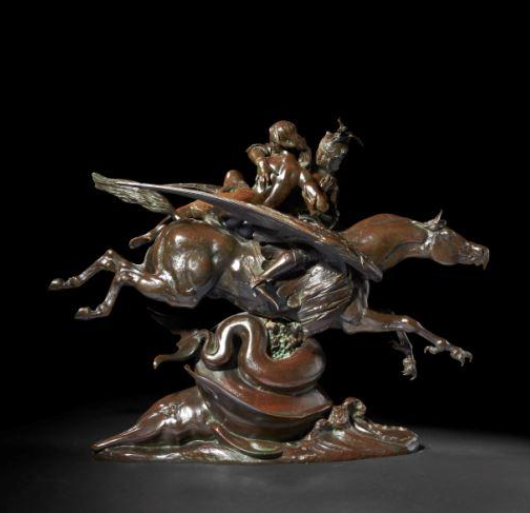 Antoine-Louis Barye Angélique et Roger montés sur l'hippogriffe circa 1860 Red brown patina Bronze Estimate: 80 000 – 120 000 € / 87 000 – 130 000 $