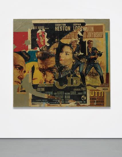 17 MIMMO ROTELLA Untitled, 1964 décollage on burlap 203.5 x 223 cm (80 1/8 x 87 3/4 in.) Estimate £400,000 - 600,000 ♠ SOLD FOR £1,082,500