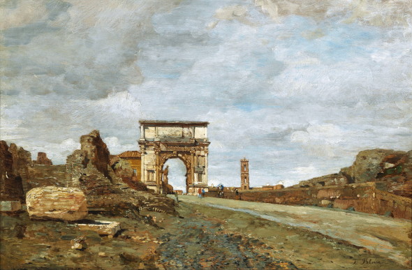 Tina Blau (1845–1916)  "Arco de Tito Vespasiano", 1879,  oil on panel, 28 x 40.5 cm  estimate € 40,000 – € 80,000  Auction 21st April 2016 