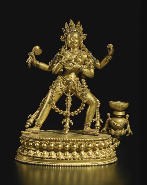 ROPERTY FROM A PRIVATE AMERICAN COLLECTION A GILT-BRONZE FIGURE DEPICTING A DAKINITibet, 16th/17th Century Estimate   250,000 — 350,000  USD