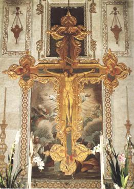 La grande Croce dipinta attribuita all'artista palermitano Pietro Ruzzolone