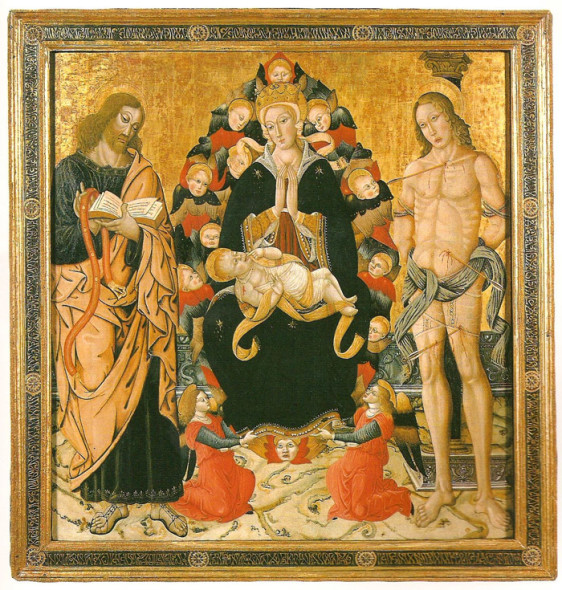 Matteo Da Gualdo, Vergine assunta tra i santi Tommaso e Sebastiano, Perugia, Palazzo Baldeschi.