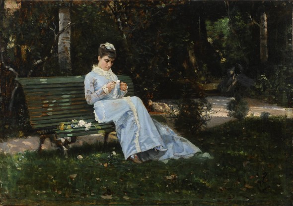 Ritratto di Alaide seduta in giardino, Cristiano Banti