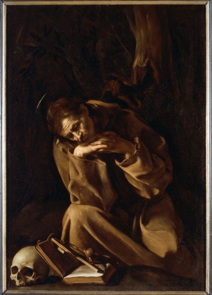 Michelangelo Merisi detto Il Caravaggio San Francesco in meditazione 1604-1605 OIio su tela Cremona, Museo Civico "Ala Ponzone"