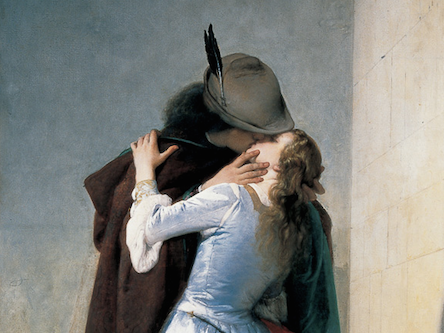 (PARTICOLARE) Il bacio, 1867 Olio su tela, 116,8 x 80 cm firmato in basso a sinistra: “Fran.co Hayez / veneziano” Collezione privata