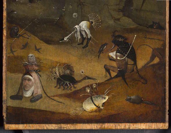 Dettaglio creature, pannello sinistro del Trittico degli Eremiti - Bosch