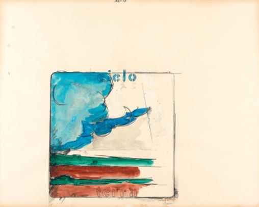 Mario Schifano  (1934 – 1998) Cielo Terra , 1964 Smalto e grafite su carta 57 x 72 cm
