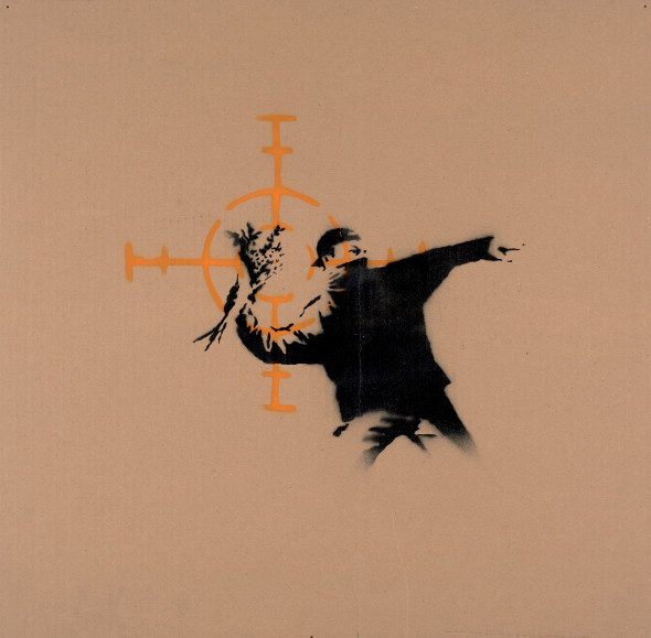 Banksy Love in the air 2003 Stencil e spray su cartone, 66x67,50 cm Collezione C.H., Monaco di Baviera