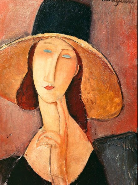 AMEDEO MODIGLIANI Jeanne HÃ©buterne con grande cappello, 1918 Olio su tela Giappone, collezione privata
