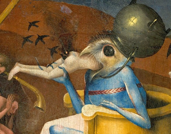 Bosch,_Hieronymus_-_The_Garden_of_Earthly_Delights,_right_panel_-_Detail_Bird-headed_monster_or_The_Prince_of_Hell_-_close-up_head_(lower_right)