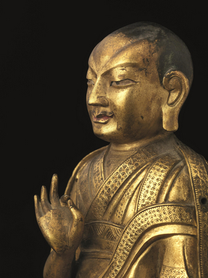 MONACO, Tibet, secolo XVIII, scultura in bronzo dorato, h.cm 17,5, stima 8.000/12.000 euro