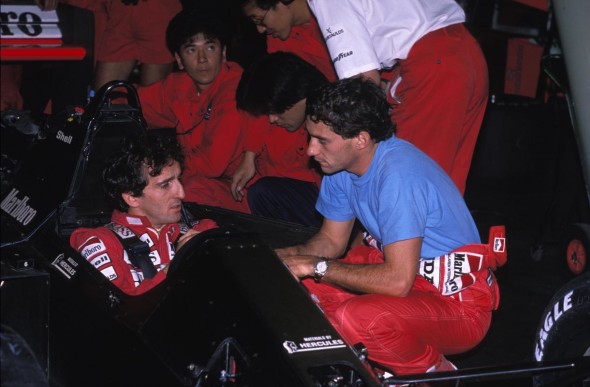 Imola - G.P. San Marino,1989 Ayrton Senna con Alain Prost © FOTO ERCOLE COLOMBO