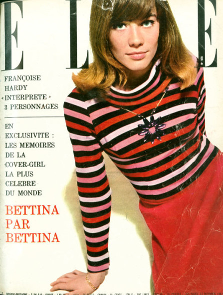 Françoise Hardy featured at 19 years old on the cover of Elle, wearing a Rykiel jumper: that made a sensation, back in 1963, as fashion magazines would only put haute couture on their covers.