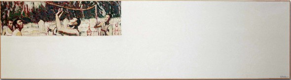 Ilya Kabakov  Igor Spivak, 1971 "The Volleyball Game" 1991 olio su tela su tavola 90 x 340 cm Olgiati spazio-1 settembre Lugano Lac
