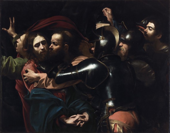 Michelangelo Merisi da Caravaggio The Taking of Christ, 1602 Oil on canvas 133.5 x 169.5 cm On indefinite loan to the National Gallery of Ireland from the Jesuit Community, Leeson St., Dublin who acknowledge the kind generosity of the late Dr Marie Lea-Wilson Photo © The National Gallery of Ireland, Dublin 