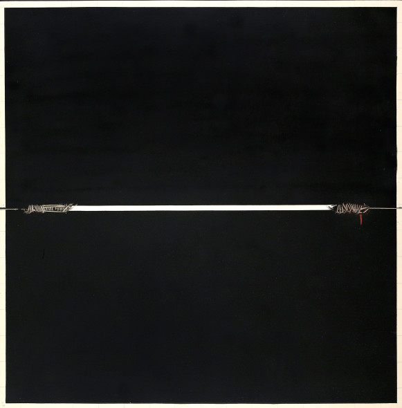 SCANAVINO - Il filo teso (The Stretched Cord), 1972, Oil on canvas, 150 x 150 cm