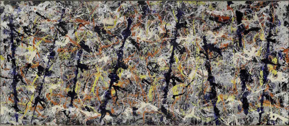 Blue poles, 1952  Oil, enamel and aluminium paint with glass on canvas, 212.1 x 488.9 cm  National Gallery of Australia, Canberra  (c) The Pollock-Krasner Foundation ARS, NY and DACS, London 2016 