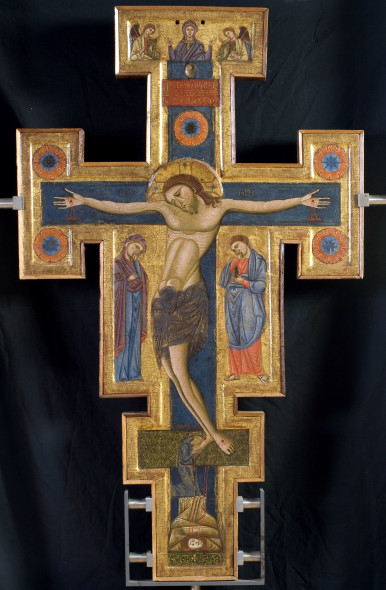 Maestro di San Francesco, Croce processionale bifacciale, 1270-1280, tempera su tavola, cm 128,5x78. Perugia, Galleria Nazionale dell’Umbria