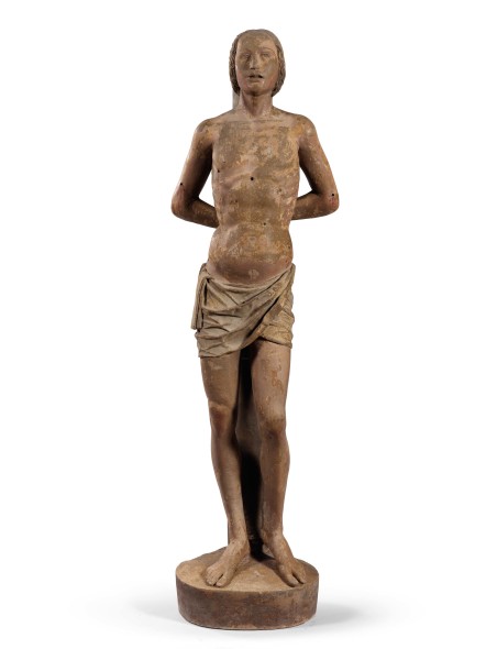 Pietro Lombardo (Carona, lago di Lugano, 1435 ca. - Venezia 1515) SAN SEBASTIANO statua in pietra dipinta, cm 175x58x40