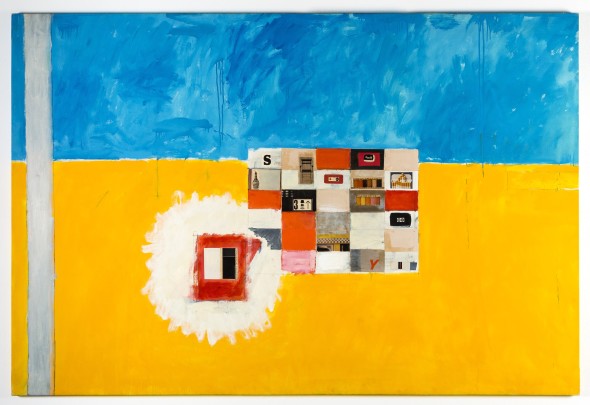 9.Umberto Bignardi, ''Quadro perbene'', 1963, pittura murale e ad olio, pastelli, collages su tela, cm 135x200