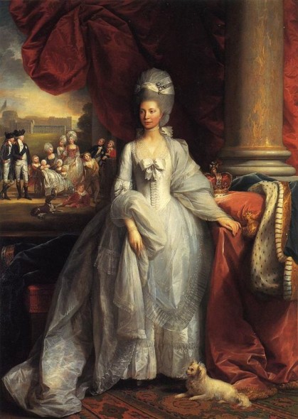 Queen Charlotte by Benjamin West, 1779. Currently held by the Royal Collection Trust