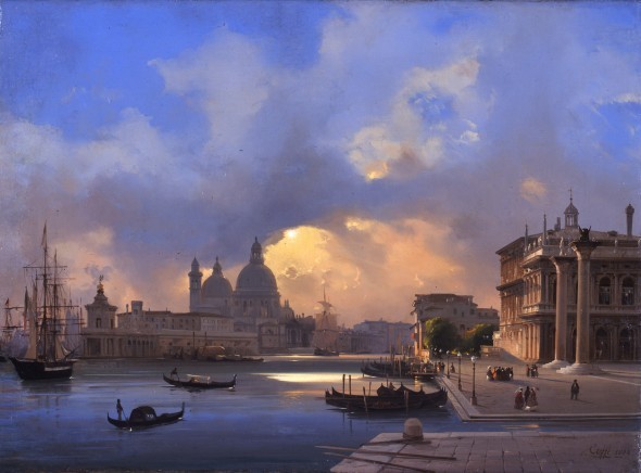 ippolito-caffi-venezia-il-molo-al-tramonto-1864-olio-su-tela-590x436