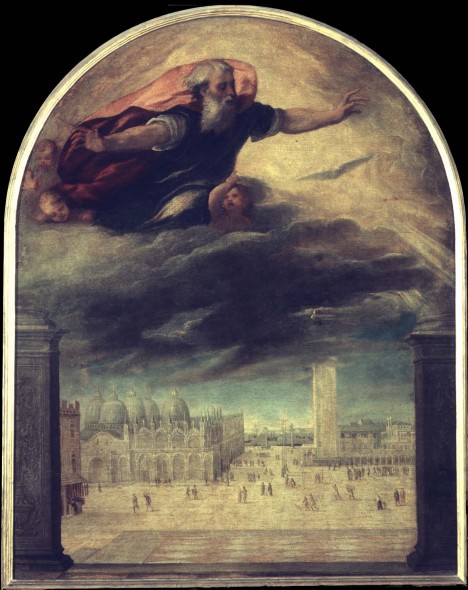 Bonifacio de Pitati: Dio padre e la veduta di piazza san Marco