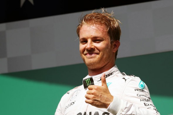 Nico Rosberg (GER) Mercedes AMG F1 celebrates on the podium. 28.08.2016. Race