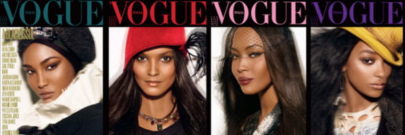 In copertina: Sessilee Lopez, Liya Kebede, Naomi Campbell, Jourdan Dunn, Luglio 2008.