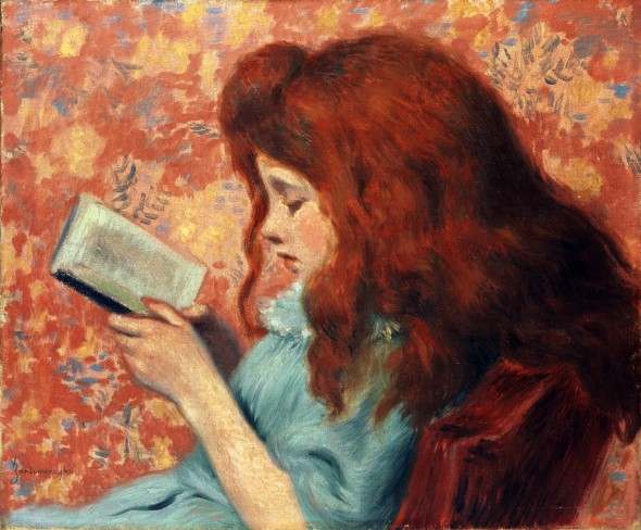 Federico Zandomeneghi, Bambina dai capelli rossi, olio su tela, cm. 38,8x46,3, Collezione privata