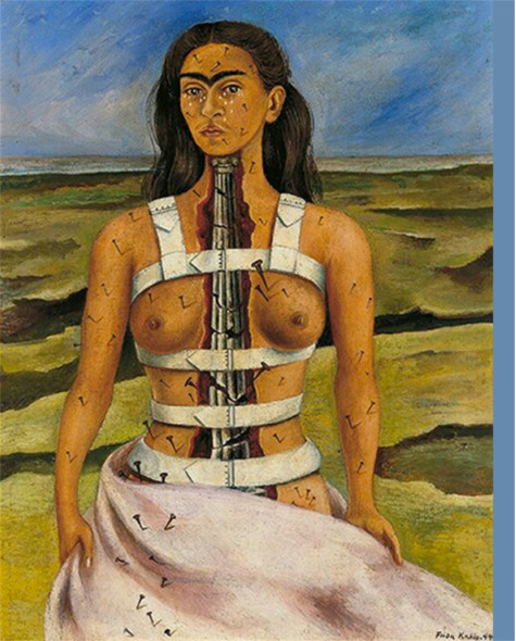 Frida Kahlo La colonna rotta, 1944 Olio su tela montato su fibra dura, 40 x 30.7 cm. Città del Messico Collezione Dolores Olmedo