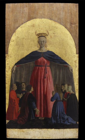 Piero della Francesca,  Madonna della misericordia pannello centrale