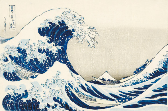Katsushika Hokusai La grande onda presso la costa di Kanagawa, dalla serie Trentasei vedute del monte Fuji (1830-1832 circa) Silografia policroma, 25,9 x 38,5 cm - Honolulu Museum of Art