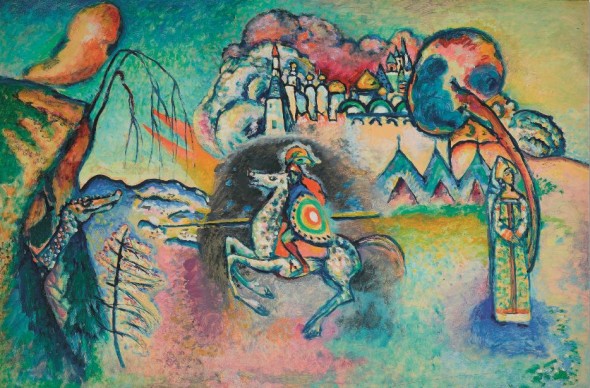 Vasilij Kandinskij Il cavaliere (San Giorgio), 1914-15 Olio su cartoncino, cm 61 x 91, Mosca, Galleria Tret’jakov © State Tretyakov Gallery, Moscow, Russia