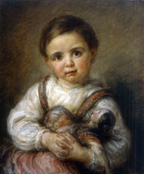 Giovanni Carnovali detto il Piccio, Bambina con bambola, olio su tela, 57 x 46 cm. Collezione privata
