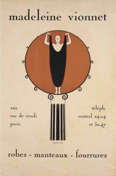 Manifesto per la casa di moda Madeleine Vionnet, 1919 - foglio su cartoncino