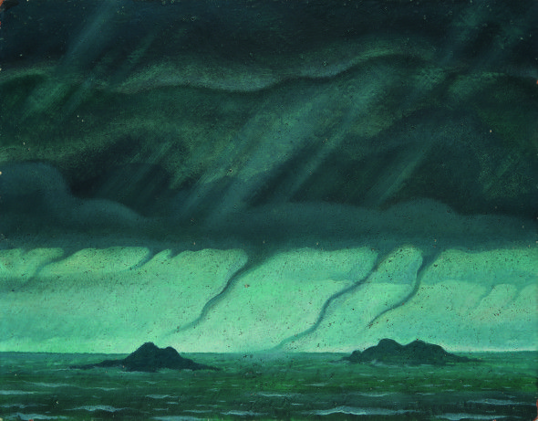 Paesaggio marino in tempesta - olio su cartone, cm 44.5x35